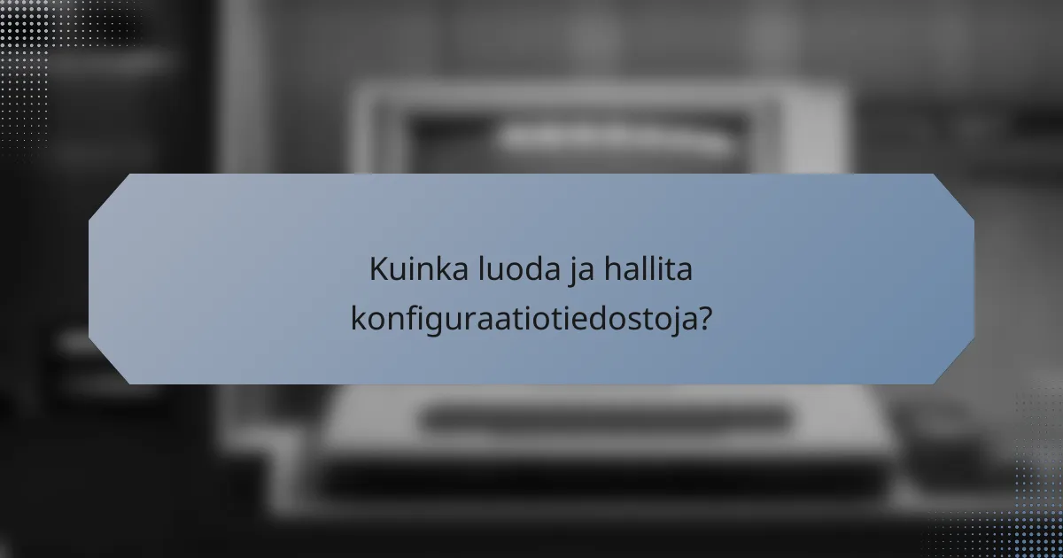 Kuinka luoda ja hallita konfiguraatiotiedostoja?