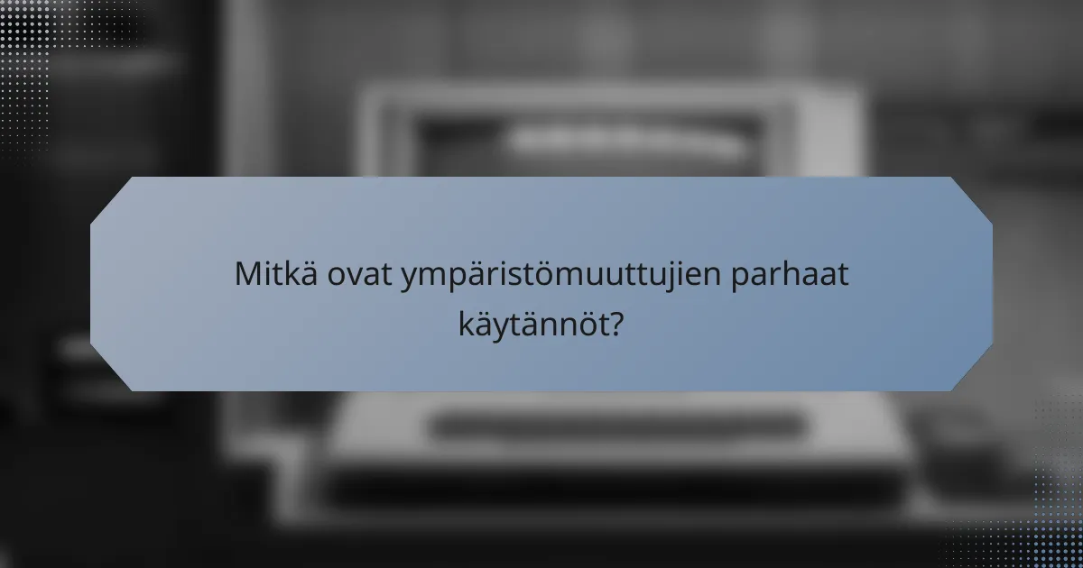 Mitkä ovat ympäristömuuttujien parhaat käytännöt?